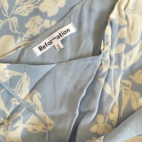 NEW Reformation Evelyn Maxi Dress One Shoulder Side Slit Aliso Blue Floral sz 2 - Picture 8 of 15